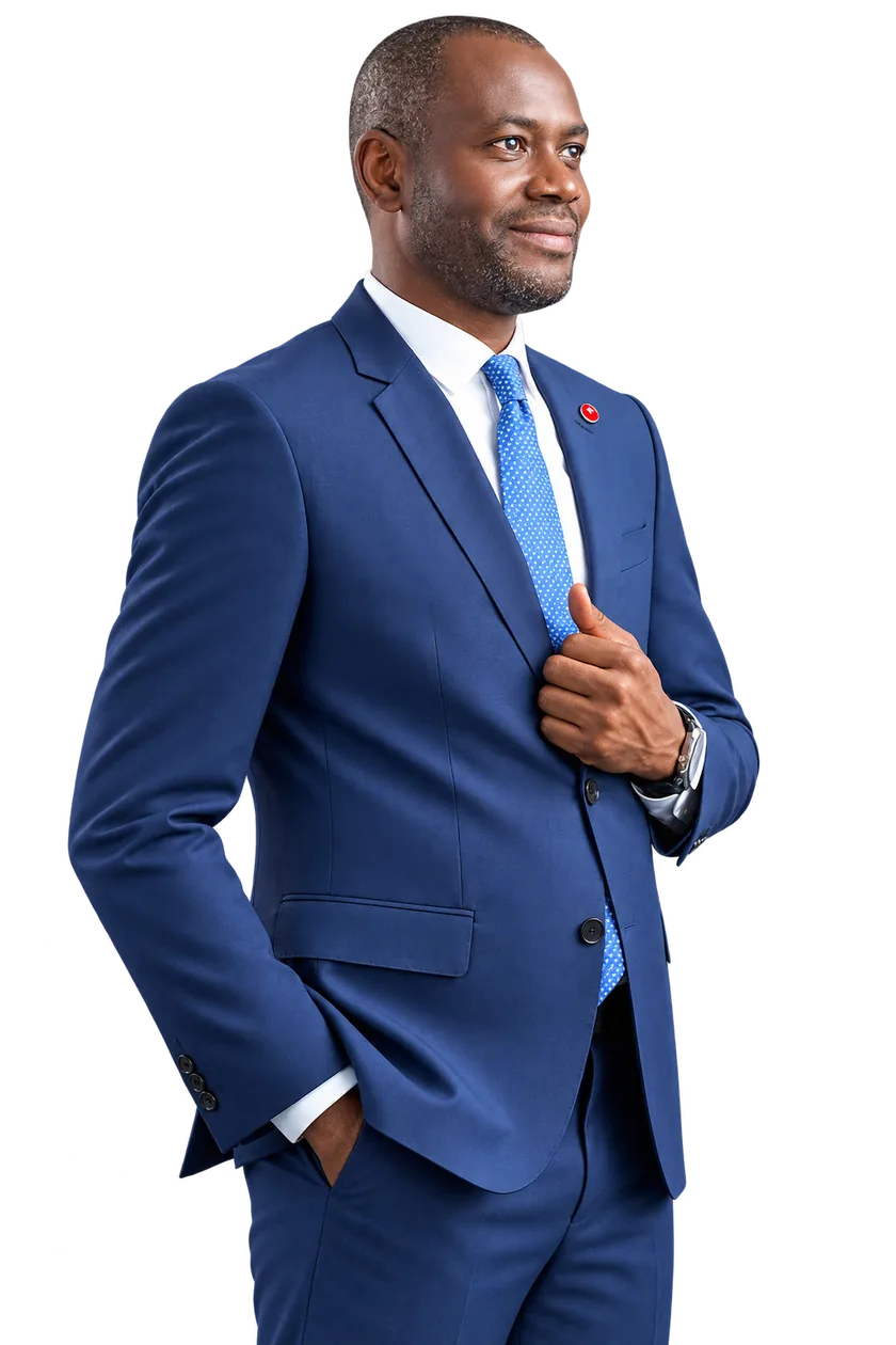 Abubakar Suleiman, standing, in a dark suit